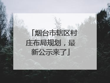 烟台市辖区村庄布局规划，最新公示来了