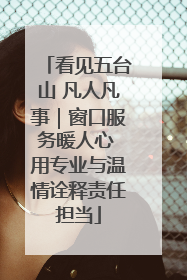 看见五台山 凡人凡事｜窗口服务暖人心 用专业与温情诠释责任担当