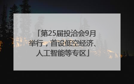第25届投洽会9月举行，首设低空经济、人工智能等专区
