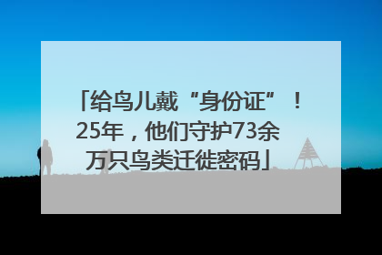 给鸟儿戴“身份证”！25年，他们守护73余万只鸟类迁徙密码