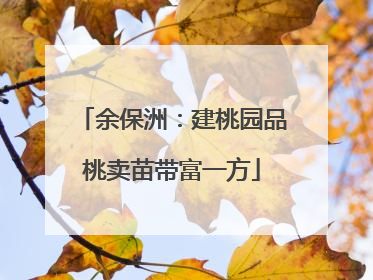 余保洲：建桃园品桃卖苗带富一方