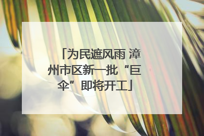 为民遮风雨 漳州市区新一批“巨伞”即将开工