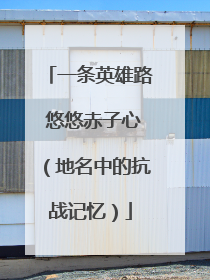 一条英雄路 悠悠赤子心（地名中的抗战记忆）