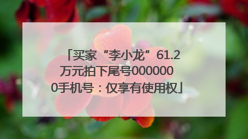 买家“李小龙”61.2万元拍下尾号0000000手机号：仅享有使用权