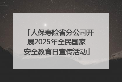人保寿险省分公司开展2025年全民国家安全教育日宣传活动