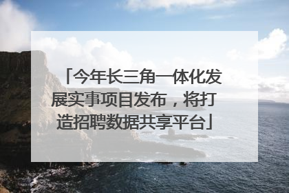 今年长三角一体化发展实事项目发布，将打造招聘数据共享平台