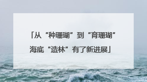 从“种珊瑚”到“育珊瑚” 海底“造林”有了新进展