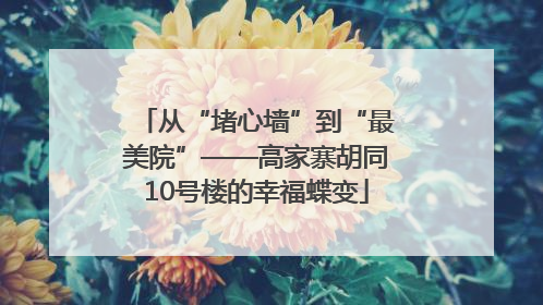 从“堵心墙”到“最美院”——高家寨胡同10号楼的幸福蝶变