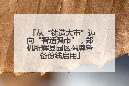 从“铸造大市”迈向“智造强市”，郑机所辉县园区揭牌暨备份线启用