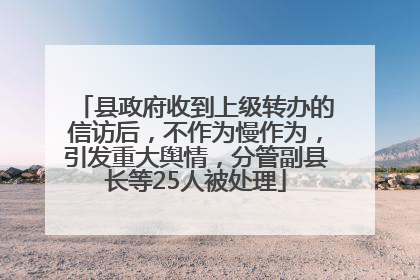 县政府收到上级转办的信访后，不作为慢作为，引发重大舆情，分管副县长等25人被处理