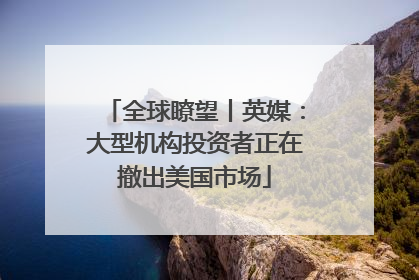 全球瞭望丨英媒：大型机构投资者正在撤出美国市场