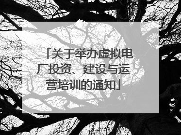 关于举办虚拟电厂投资、建设与运营培训的通知