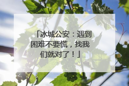 冰城公安：遇到困难不要慌，找我们就对了！