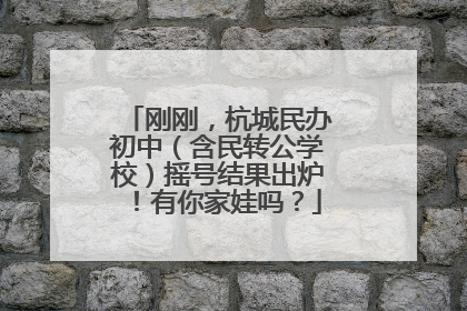 刚刚，杭城民办初中（含民转公学校）摇号结果出炉！有你家娃吗？