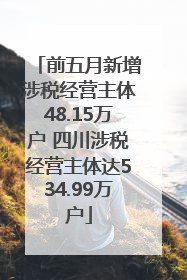 前五月新增涉税经营主体48.15万户 四川涉税经营主体达534.99万户