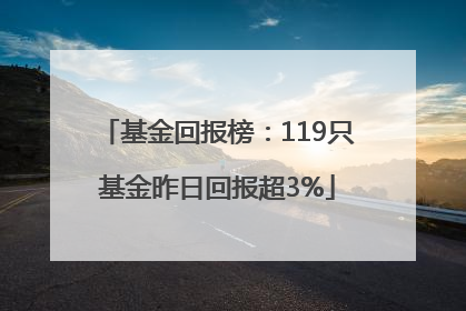 基金回报榜：119只基金昨日回报超3%