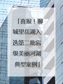 喜报！聊城望岳湖入选第二批省级美丽河湖典型案例