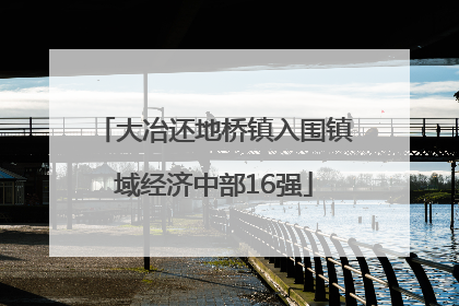 大冶还地桥镇入围镇域经济中部16强