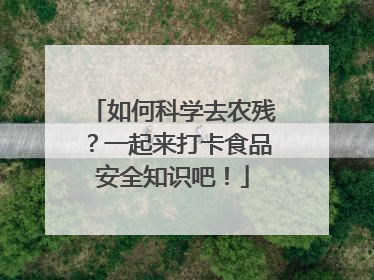 如何科学去农残？一起来打卡食品安全知识吧！
