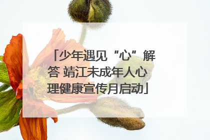 少年遇见“心”解答 靖江未成年人心理健康宣传月启动
