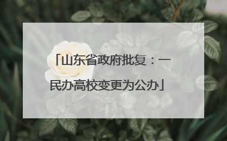 山东省政府批复：一民办高校变更为公办