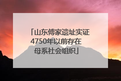 山东傅家遗址实证4750年以前存在母系社会组织