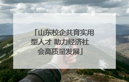 山东校企共育实用型人才 助力经济社会高质量发展