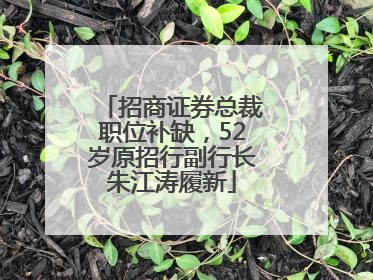 招商证券总裁职位补缺，52岁原招行副行长朱江涛履新