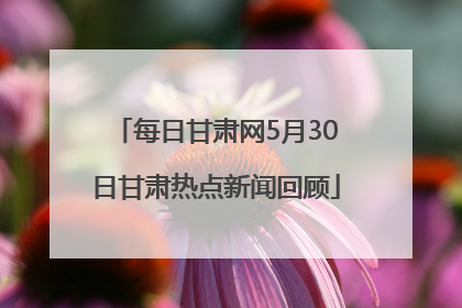 每日甘肃网5月30日甘肃热点新闻回顾