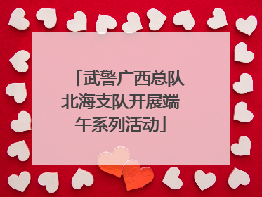 武警广西总队北海支队开展端午系列活动