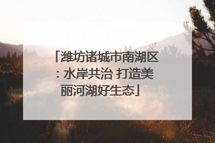 潍坊诸城市南湖区：水岸共治 打造美丽河湖好生态