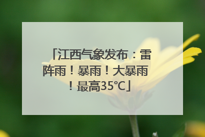 江西气象发布：雷阵雨！暴雨！大暴雨！最高35℃