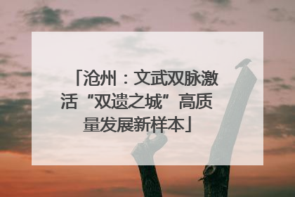 沧州：文武双脉激活“双遗之城”高质量发展新样本