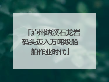 泸州纳溪石龙岩码头迈入万吨级船舶作业时代