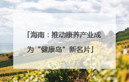 海南：推动康养产业成为“健康岛”新名片