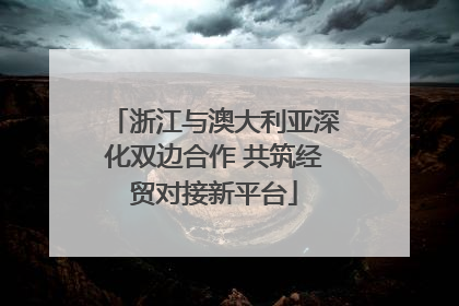 浙江与澳大利亚深化双边合作 共筑经贸对接新平台