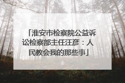 淮安市检察院公益诉讼检察部主任汪彦：人民教会我的那些事