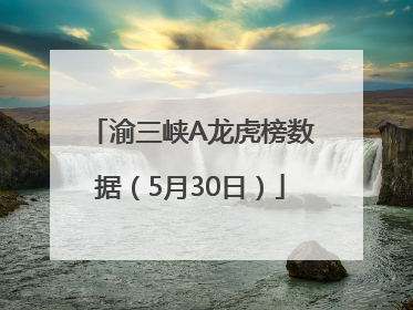 渝三峡A龙虎榜数据（5月30日）