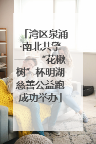 湾区泉涌·南北共擎——“花楸树”杯明湖慈善公益跑成功举办
