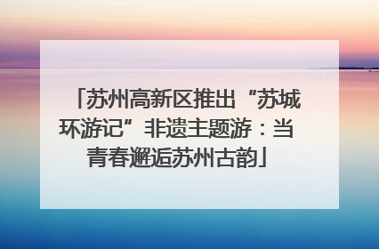 苏州高新区推出“苏城环游记”非遗主题游：当青春邂逅苏州古韵