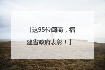 这95位闽商，福建省政府表彰！