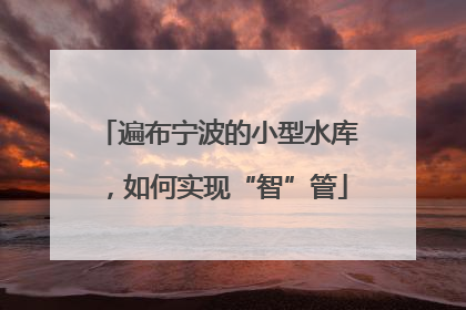遍布宁波的小型水库，如何实现“智”管