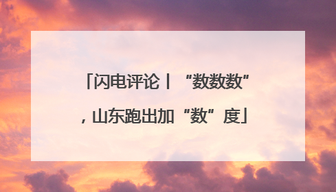 闪电评论丨“数数数”，山东跑出加“数”度