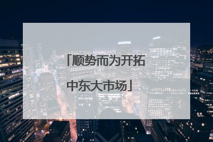 顺势而为开拓中东大市场