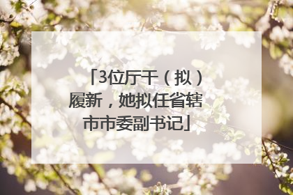 3位厅干（拟）履新，她拟任省辖市市委副书记